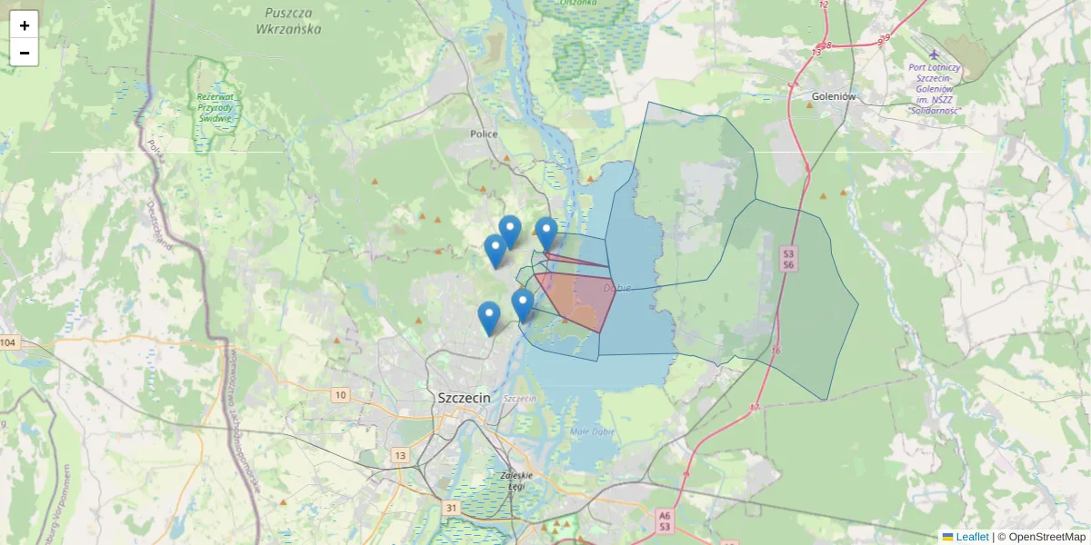 Szczegółowa mapa kodu pocztowego 71-828 z granicami, sąsiednimi kodami pocztowymi i urzędami pocztowymi