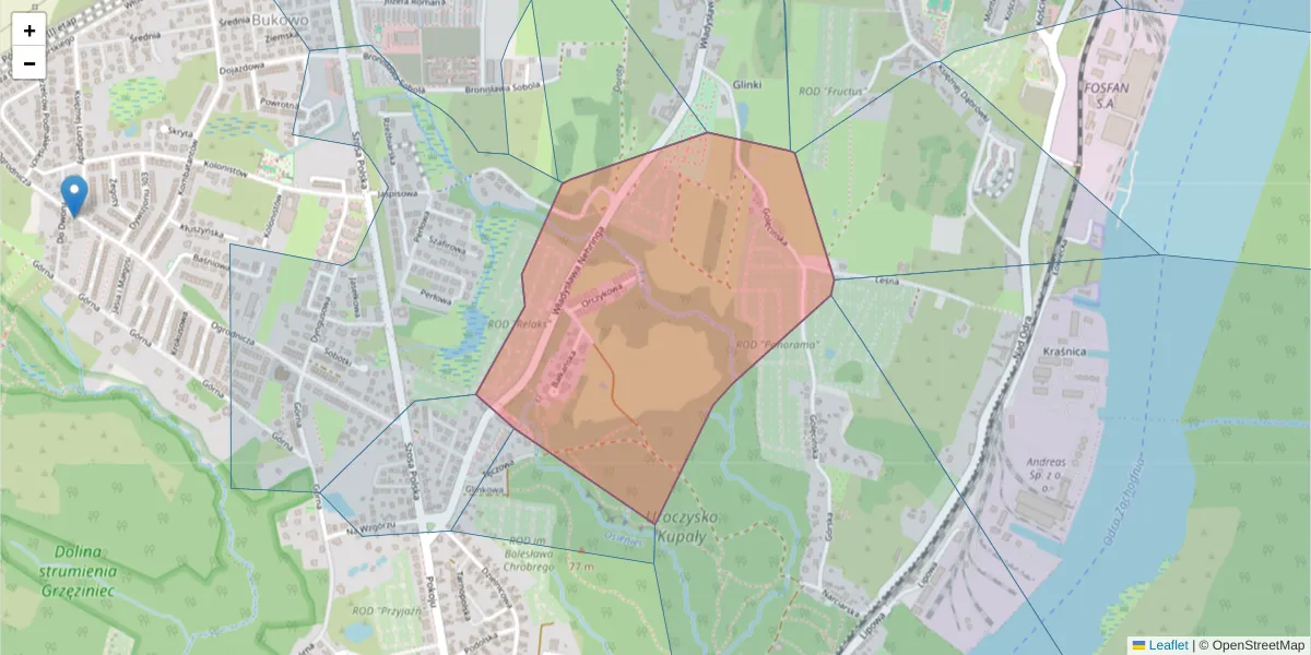 Szczegółowa mapa kodu pocztowego 71-829 z granicami, sąsiednimi kodami pocztowymi i urzędami pocztowymi