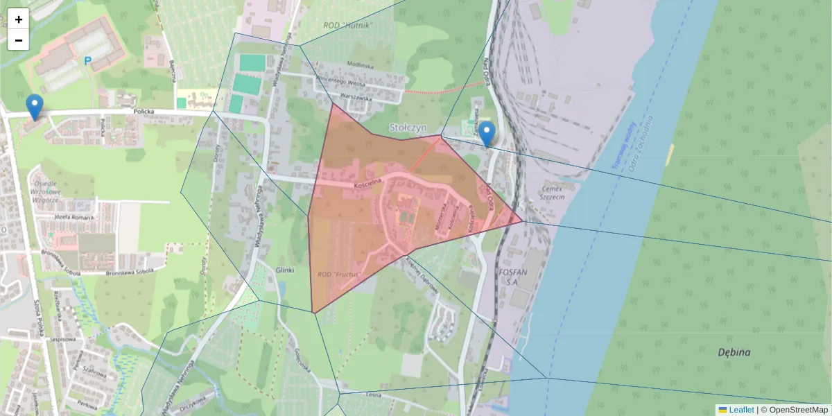 Szczegółowa mapa kodu pocztowego 71-834 z granicami, sąsiednimi kodami pocztowymi i urzędami pocztowymi
