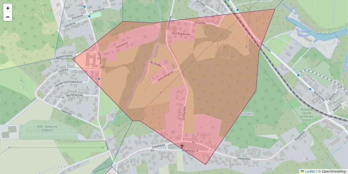 Szczegółowa mapa kodu pocztowego 71-878 z granicami, sąsiednimi kodami pocztowymi i urzędami pocztowymi