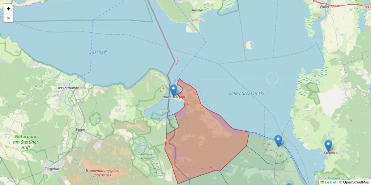 Szczegółowa mapa kodu pocztowego 72-022 z granicami, sąsiednimi kodami pocztowymi i urzędami pocztowymi