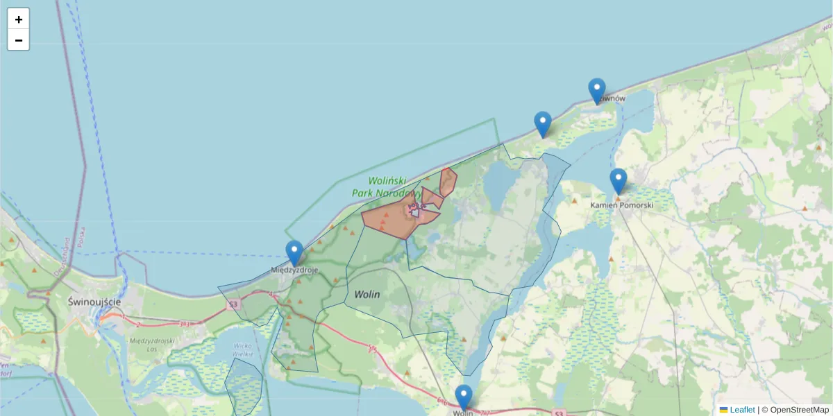 Szczegółowa mapa kodu pocztowego 72-513 z granicami, sąsiednimi kodami pocztowymi i urzędami pocztowymi