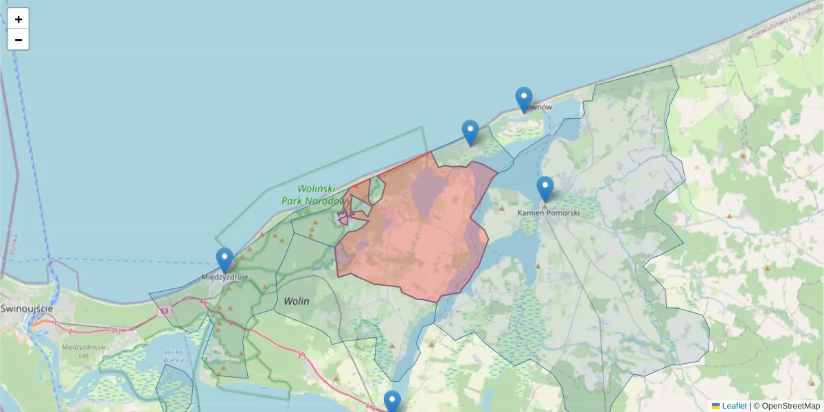 Szczegółowa mapa kodu pocztowego 72-514 z granicami, sąsiednimi kodami pocztowymi i urzędami pocztowymi