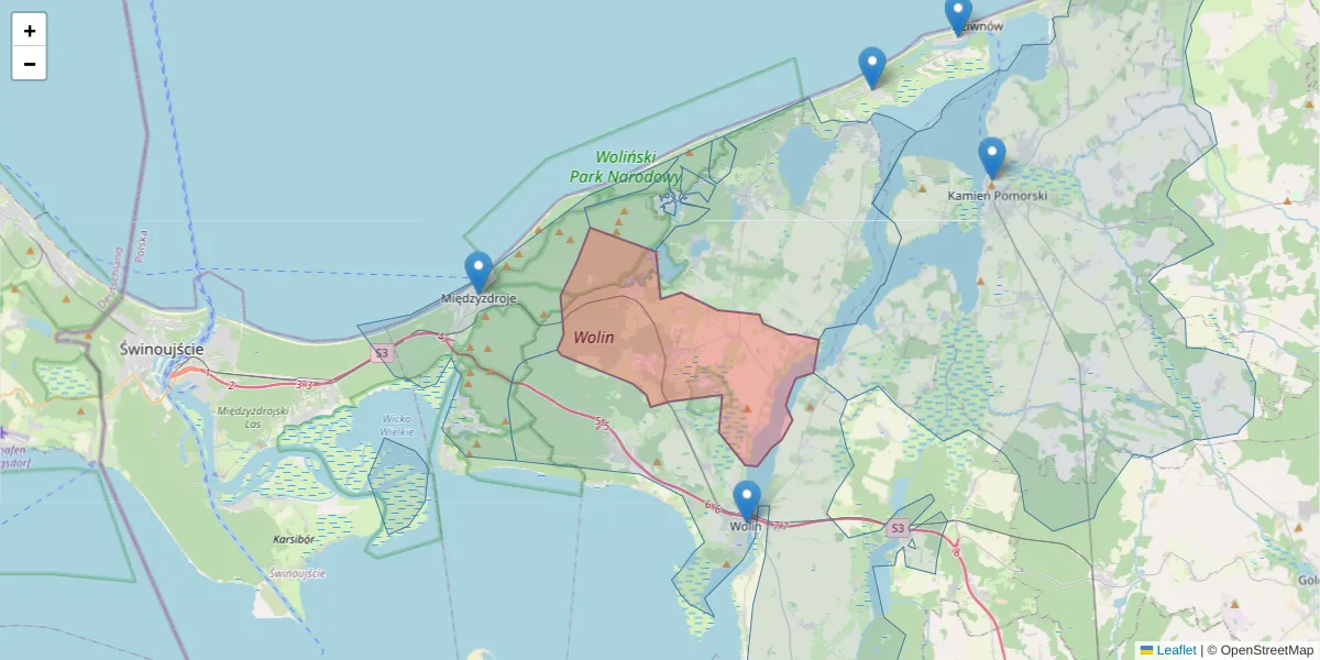 Szczegółowa mapa kodu pocztowego 72-518 z granicami, sąsiednimi kodami pocztowymi i urzędami pocztowymi