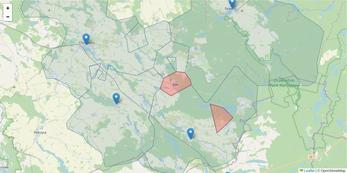 Szczegółowa mapa kodu pocztowego 73-234 z granicami, sąsiednimi kodami pocztowymi i urzędami pocztowymi