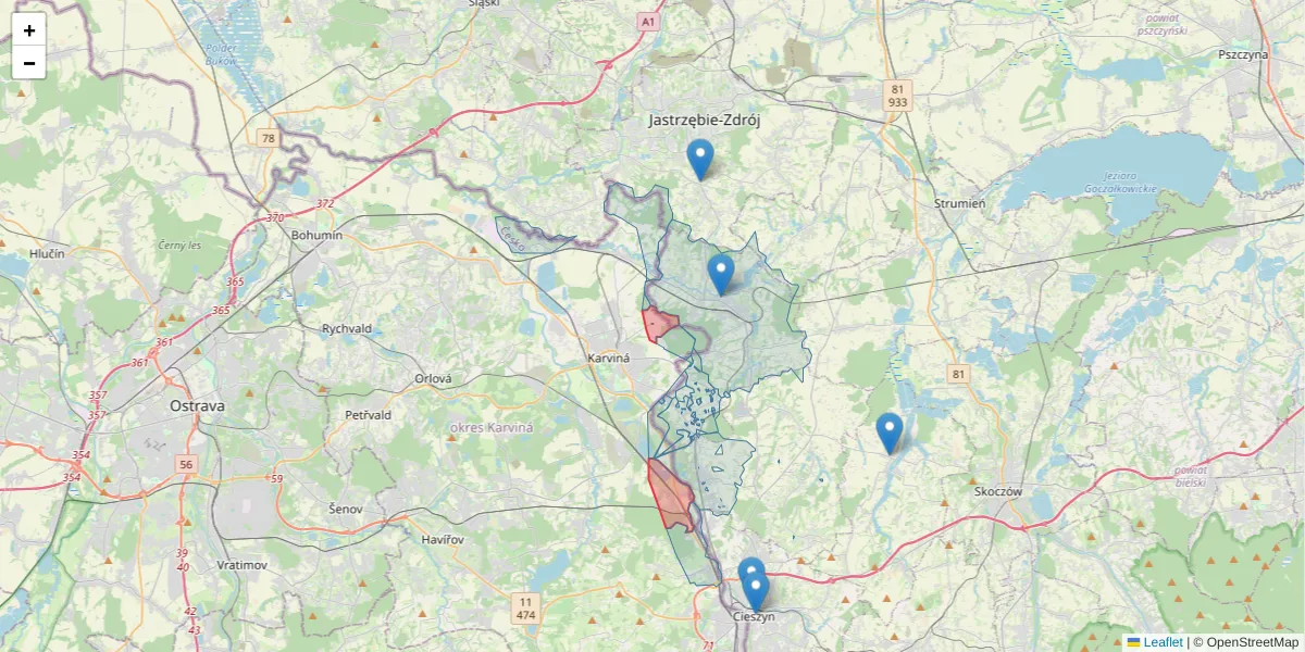 Szczegółowa mapa kodu pocztowego 73301 z granicami, sąsiednimi kodami pocztowymi i urzędami pocztowymi