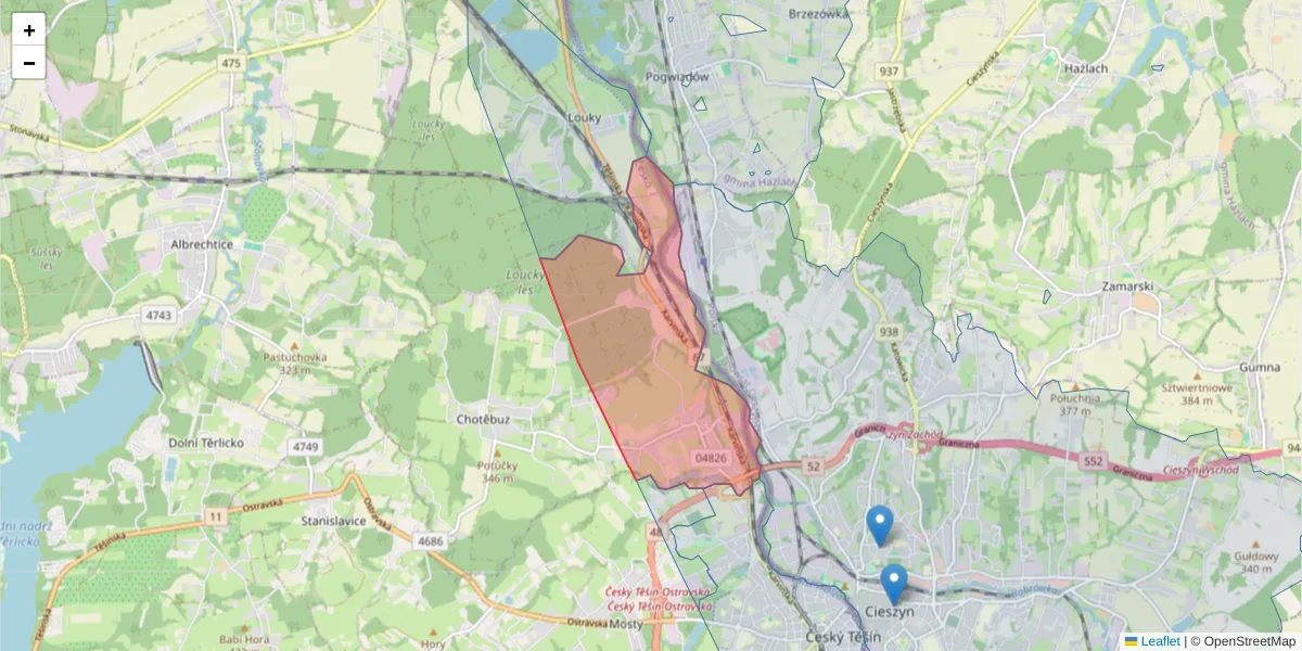 Szczegółowa mapa kodu pocztowego 73561 z granicami, sąsiednimi kodami pocztowymi i urzędami pocztowymi