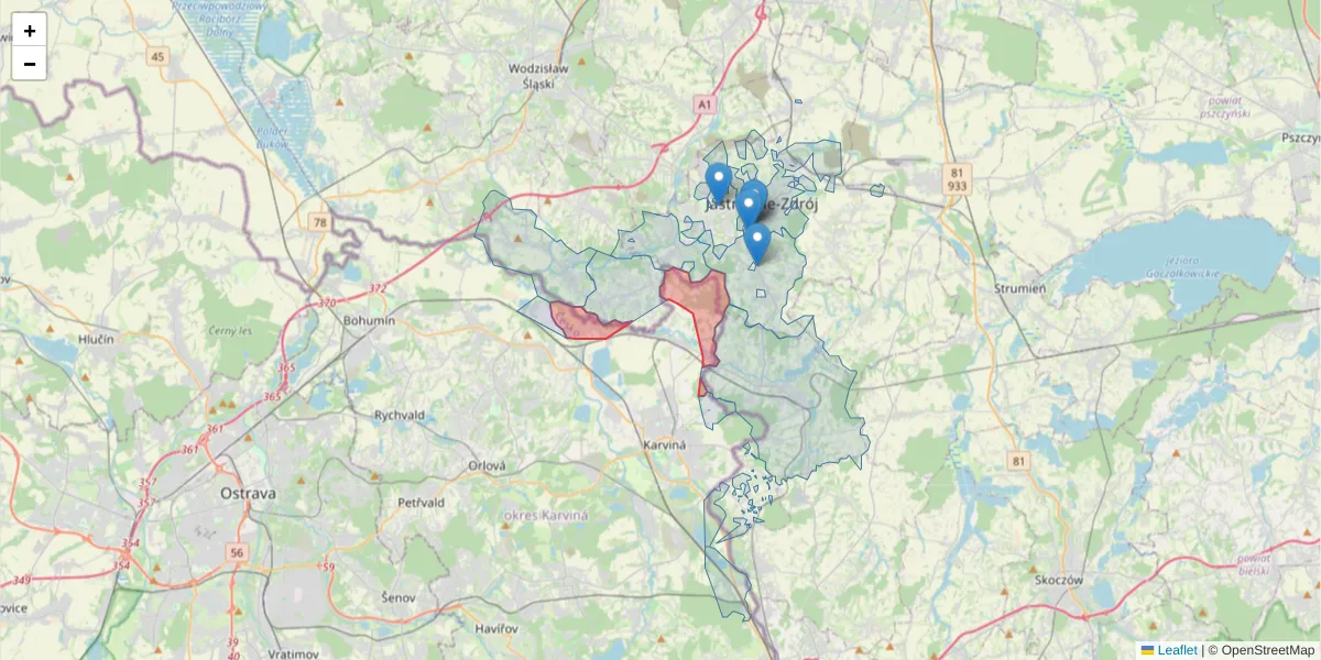 Szczegółowa mapa kodu pocztowego 73572 z granicami, sąsiednimi kodami pocztowymi i urzędami pocztowymi