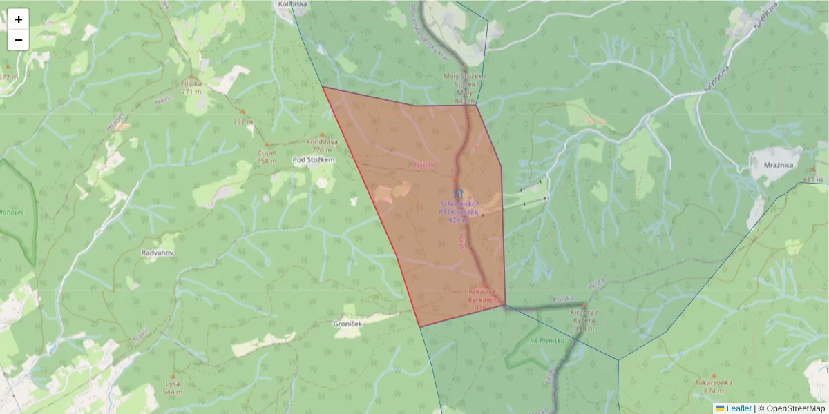 Szczegółowa mapa kodu pocztowego 73992 z granicami, sąsiednimi kodami pocztowymi i urzędami pocztowymi