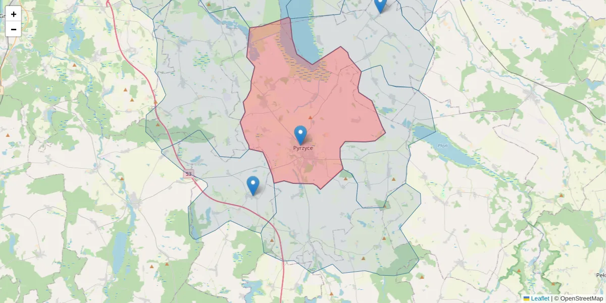 Szczegółowa mapa kodu pocztowego 74-200 z granicami, sąsiednimi kodami pocztowymi i urzędami pocztowymi