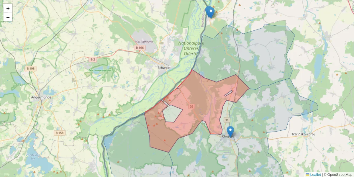 Szczegółowa mapa kodu pocztowego 74-506 z granicami, sąsiednimi kodami pocztowymi i urzędami pocztowymi