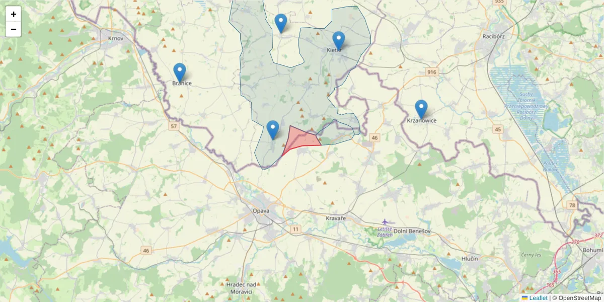 Szczegółowa mapa kodu pocztowego 74733 z granicami, sąsiednimi kodami pocztowymi i urzędami pocztowymi