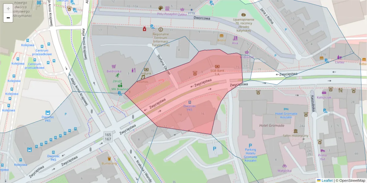 Szczegółowa mapa kodu pocztowego 75-028 z granicami, sąsiednimi kodami pocztowymi i urzędami pocztowymi