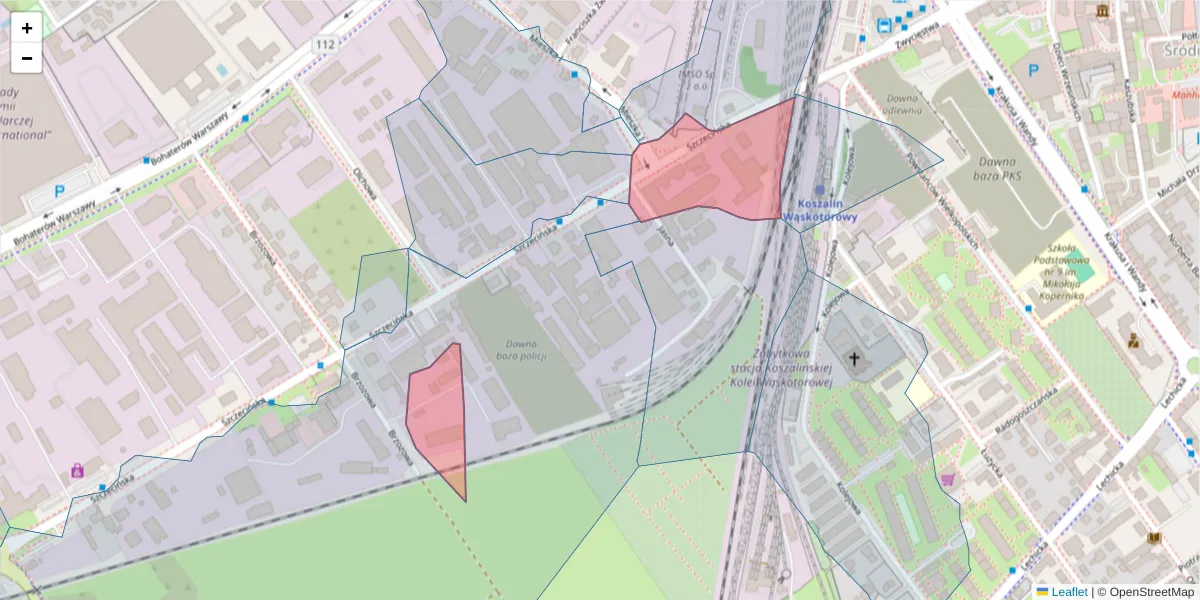 Szczegółowa mapa kodu pocztowego 75-120 z granicami, sąsiednimi kodami pocztowymi i urzędami pocztowymi