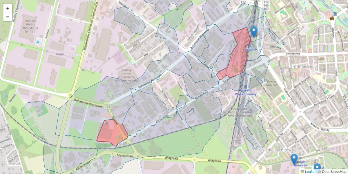 Szczegółowa mapa kodu pocztowego 75-123 z granicami, sąsiednimi kodami pocztowymi i urzędami pocztowymi