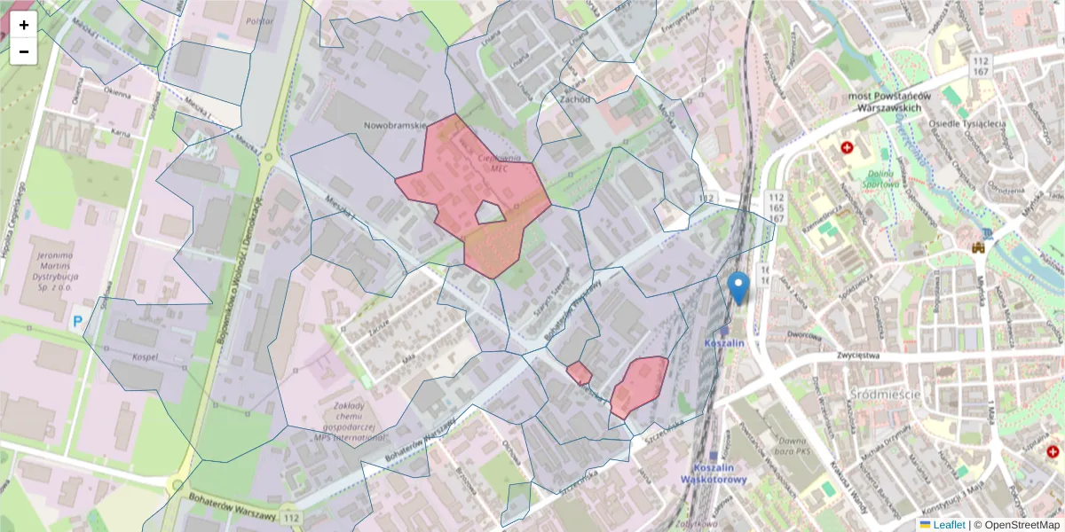 Szczegółowa mapa kodu pocztowego 75-129 z granicami, sąsiednimi kodami pocztowymi i urzędami pocztowymi