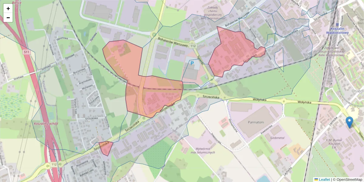 Szczegółowa mapa kodu pocztowego 75-137 z granicami, sąsiednimi kodami pocztowymi i urzędami pocztowymi