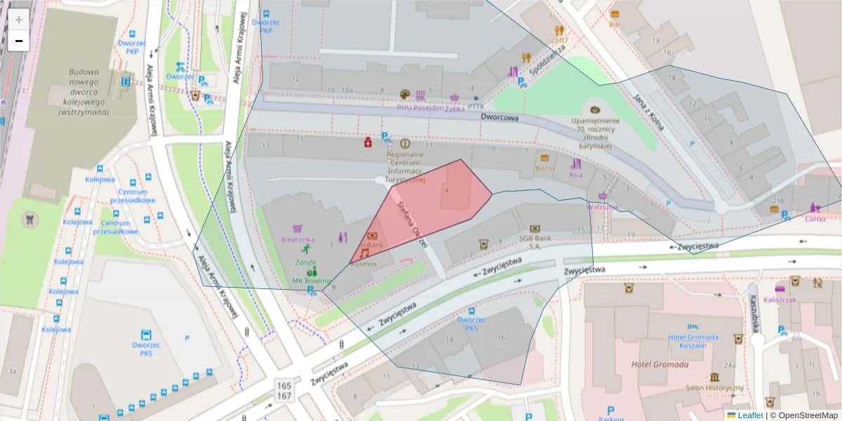 Szczegółowa mapa kodu pocztowego 75-203 z granicami, sąsiednimi kodami pocztowymi i urzędami pocztowymi