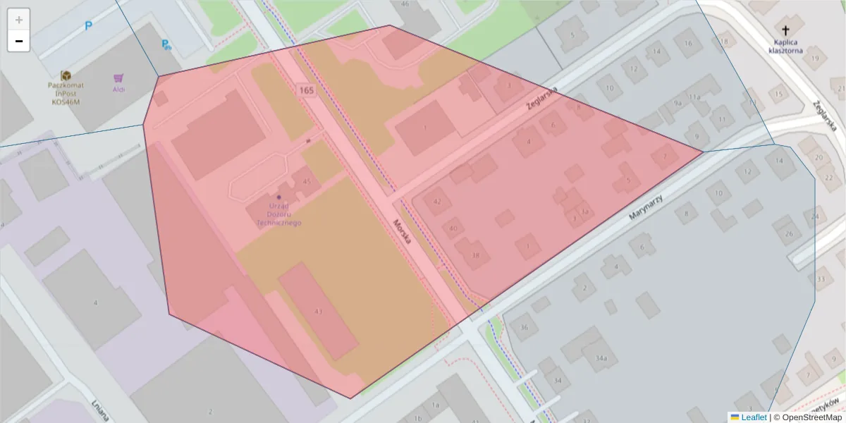 Szczegółowa mapa kodu pocztowego 75-215 z granicami, sąsiednimi kodami pocztowymi i urzędami pocztowymi