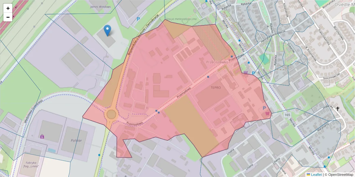 Szczegółowa mapa kodu pocztowego 75-216 z granicami, sąsiednimi kodami pocztowymi i urzędami pocztowymi