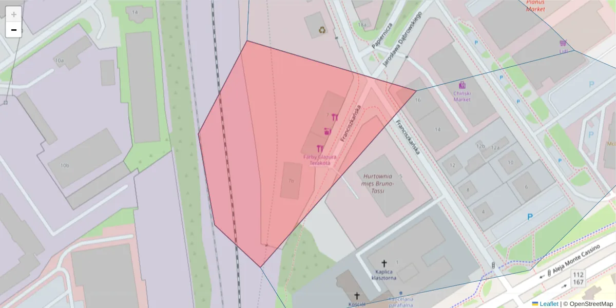 Szczegółowa mapa kodu pocztowego 75-249 z granicami, sąsiednimi kodami pocztowymi i urzędami pocztowymi