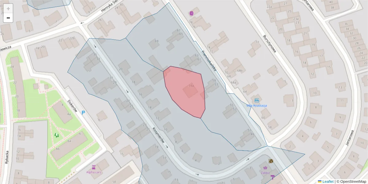 Szczegółowa mapa kodu pocztowego 75-251 z granicami, sąsiednimi kodami pocztowymi i urzędami pocztowymi