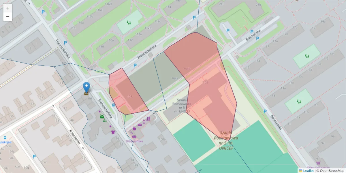 Szczegółowa mapa kodu pocztowego 75-254 z granicami, sąsiednimi kodami pocztowymi i urzędami pocztowymi