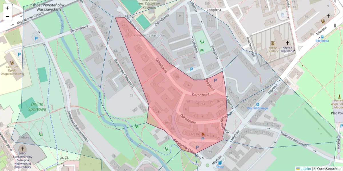 Szczegółowa mapa kodu pocztowego 75-306 z granicami, sąsiednimi kodami pocztowymi i urzędami pocztowymi