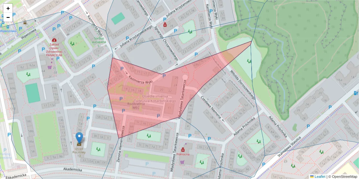Szczegółowa mapa kodu pocztowego 75-329 z granicami, sąsiednimi kodami pocztowymi i urzędami pocztowymi