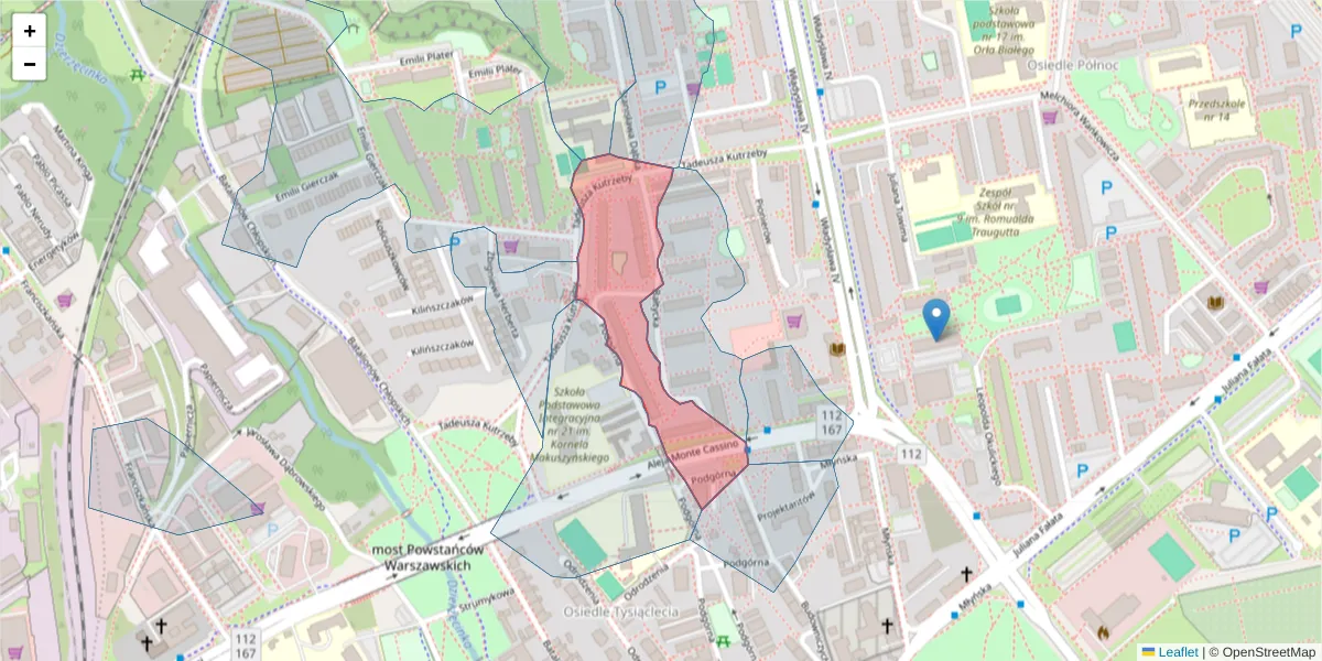 Szczegółowa mapa kodu pocztowego 75-330 z granicami, sąsiednimi kodami pocztowymi i urzędami pocztowymi