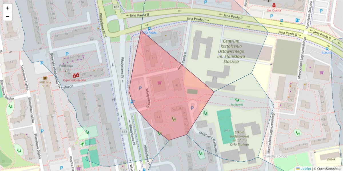 Szczegółowa mapa kodu pocztowego 75-340 z granicami, sąsiednimi kodami pocztowymi i urzędami pocztowymi