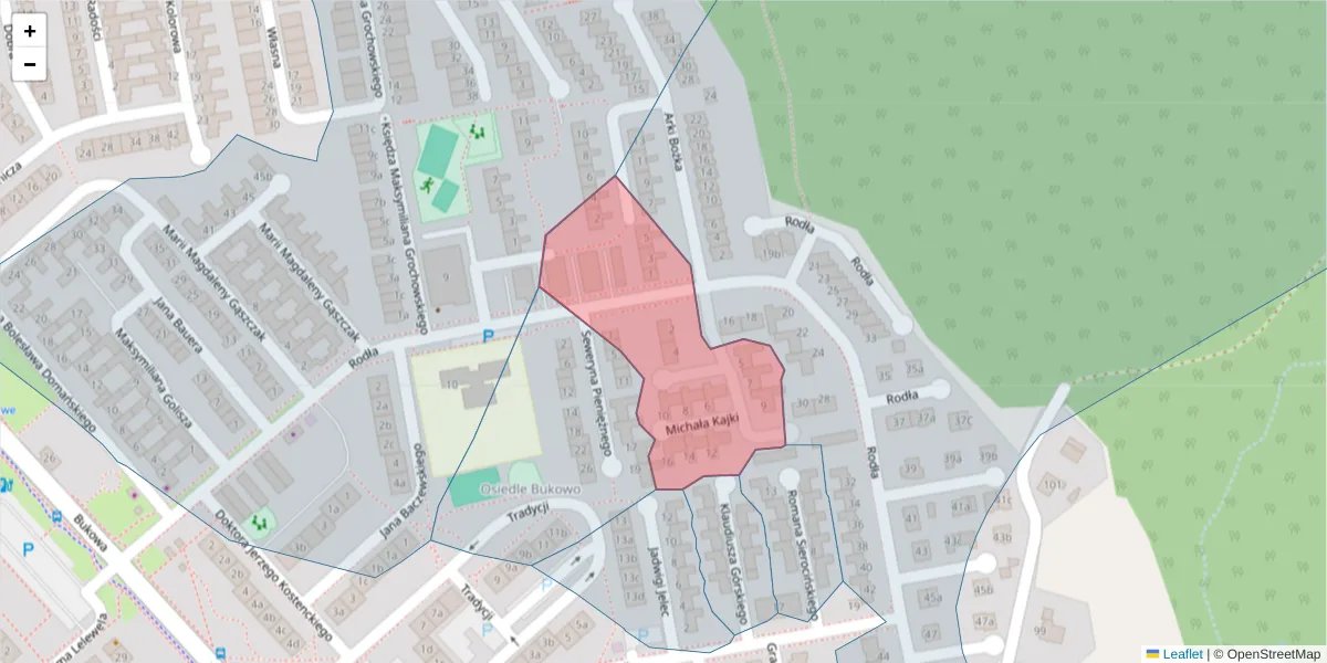Szczegółowa mapa kodu pocztowego 75-369 z granicami, sąsiednimi kodami pocztowymi i urzędami pocztowymi