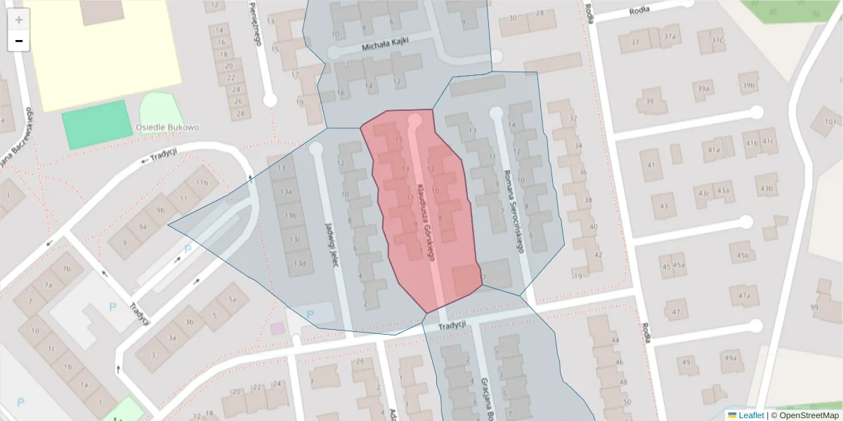 Szczegółowa mapa kodu pocztowego 75-383 z granicami, sąsiednimi kodami pocztowymi i urzędami pocztowymi