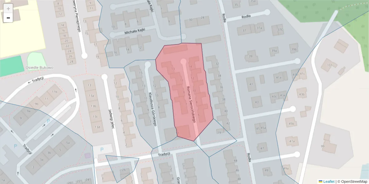 Szczegółowa mapa kodu pocztowego 75-384 z granicami, sąsiednimi kodami pocztowymi i urzędami pocztowymi