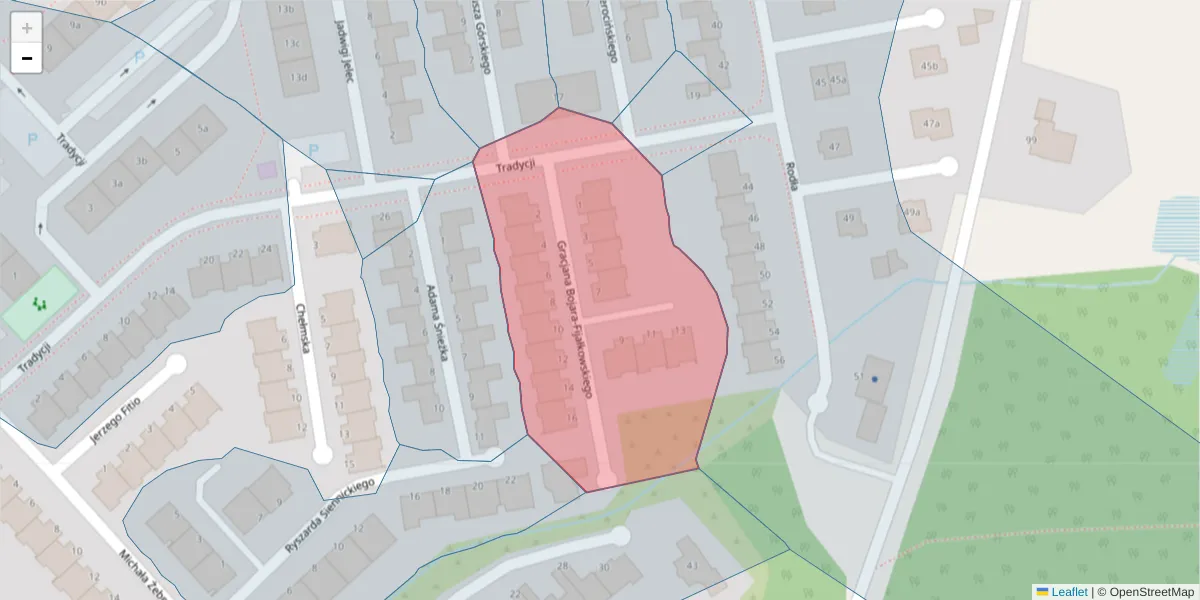 Szczegółowa mapa kodu pocztowego 75-385 z granicami, sąsiednimi kodami pocztowymi i urzędami pocztowymi