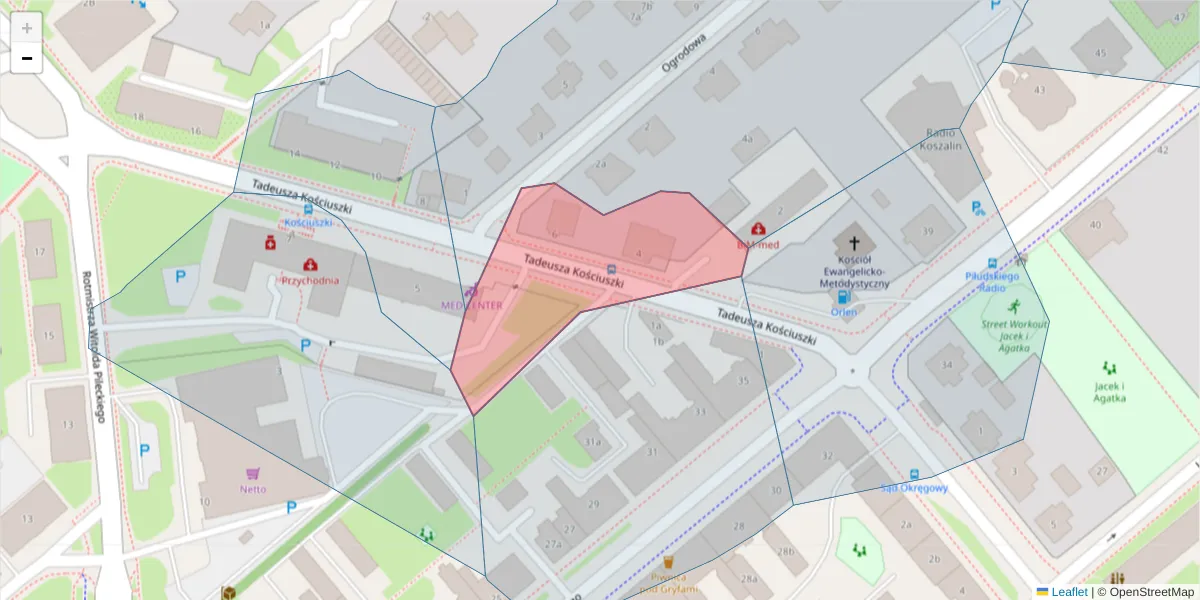 Szczegółowa mapa kodu pocztowego 75-406 z granicami, sąsiednimi kodami pocztowymi i urzędami pocztowymi