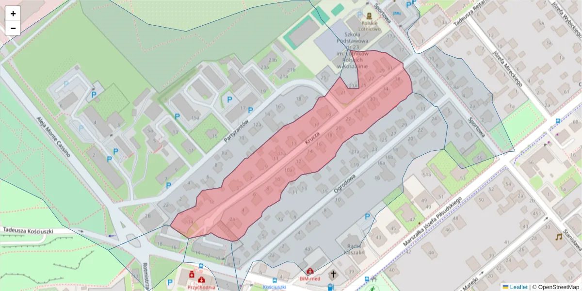 Szczegółowa mapa kodu pocztowego 75-408 z granicami, sąsiednimi kodami pocztowymi i urzędami pocztowymi