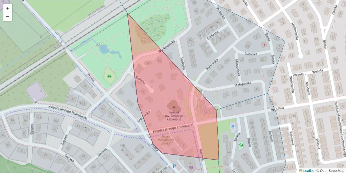 Szczegółowa mapa kodu pocztowego 75-410 z granicami, sąsiednimi kodami pocztowymi i urzędami pocztowymi