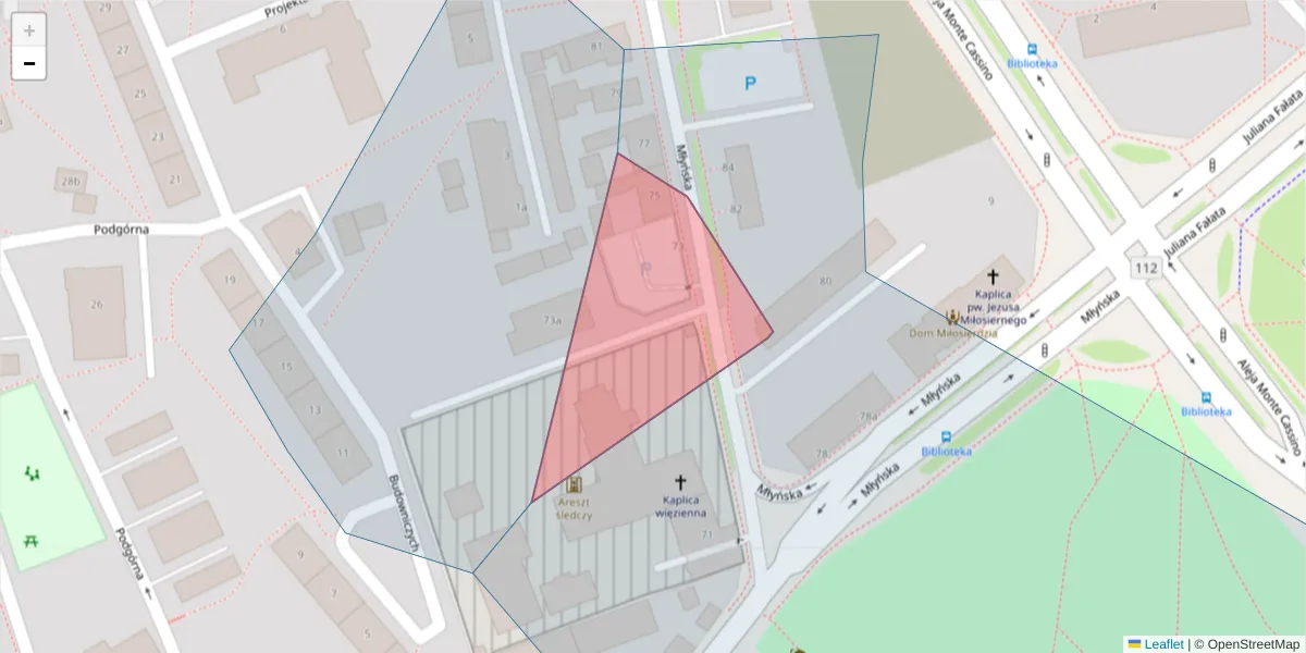 Szczegółowa mapa kodu pocztowego 75-422 z granicami, sąsiednimi kodami pocztowymi i urzędami pocztowymi