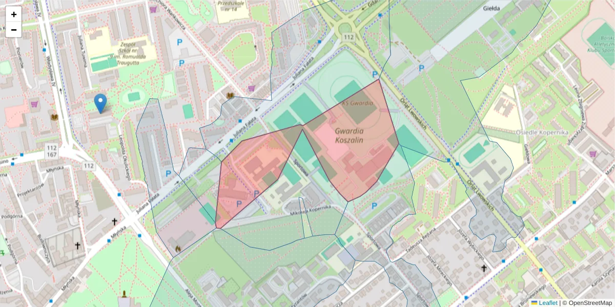 Szczegółowa mapa kodu pocztowego 75-434 z granicami, sąsiednimi kodami pocztowymi i urzędami pocztowymi
