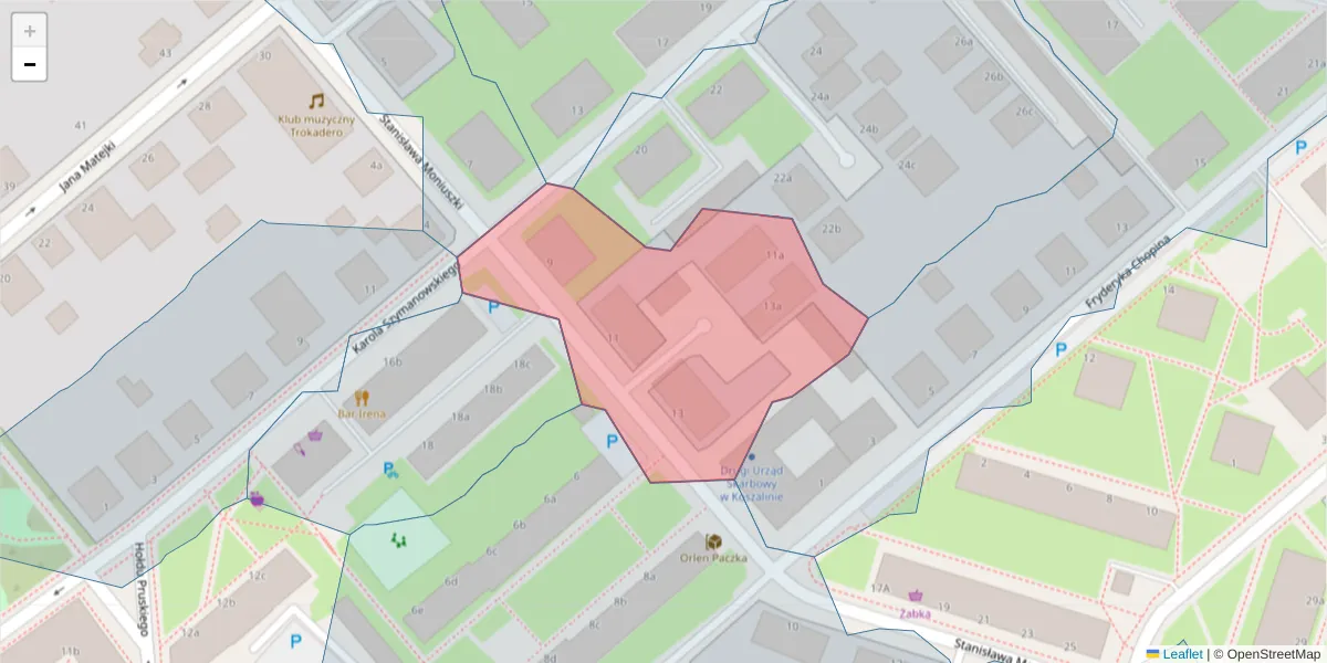 Szczegółowa mapa kodu pocztowego 75-549 z granicami, sąsiednimi kodami pocztowymi i urzędami pocztowymi