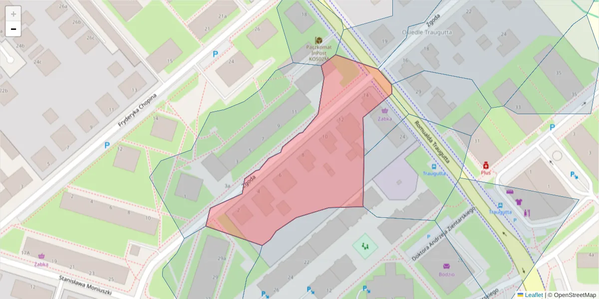 Szczegółowa mapa kodu pocztowego 75-554 z granicami, sąsiednimi kodami pocztowymi i urzędami pocztowymi