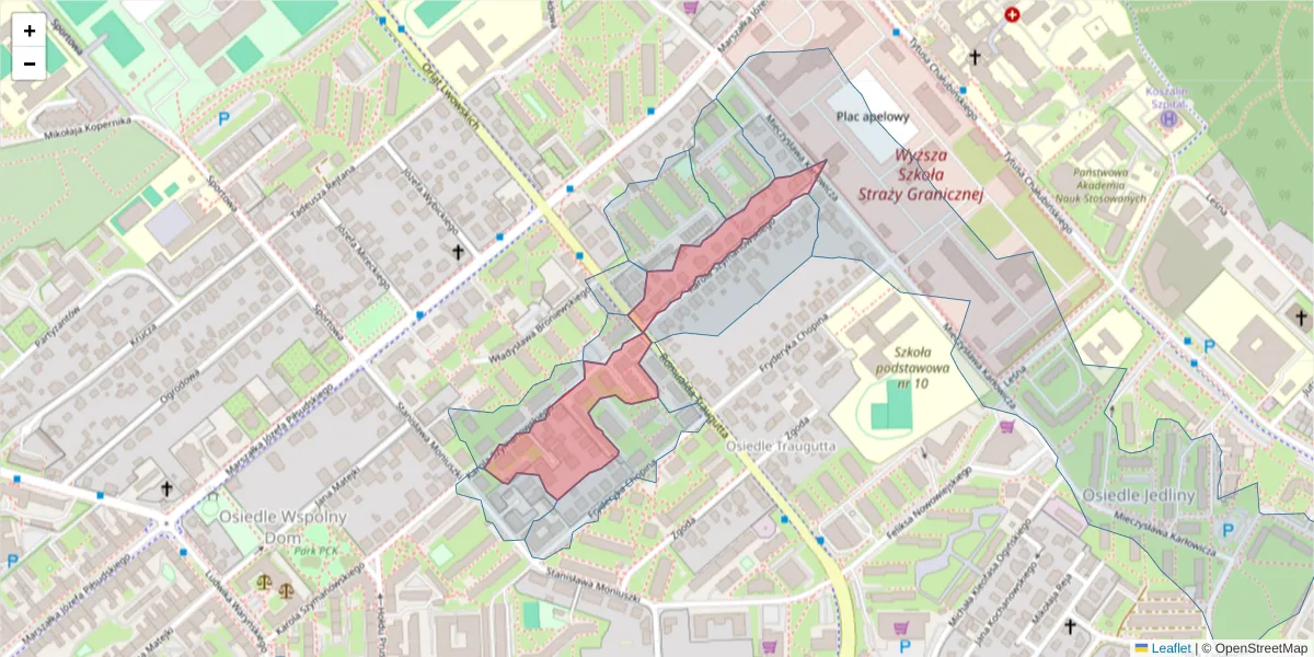 Szczegółowa mapa kodu pocztowego 75-562 z granicami, sąsiednimi kodami pocztowymi i urzędami pocztowymi