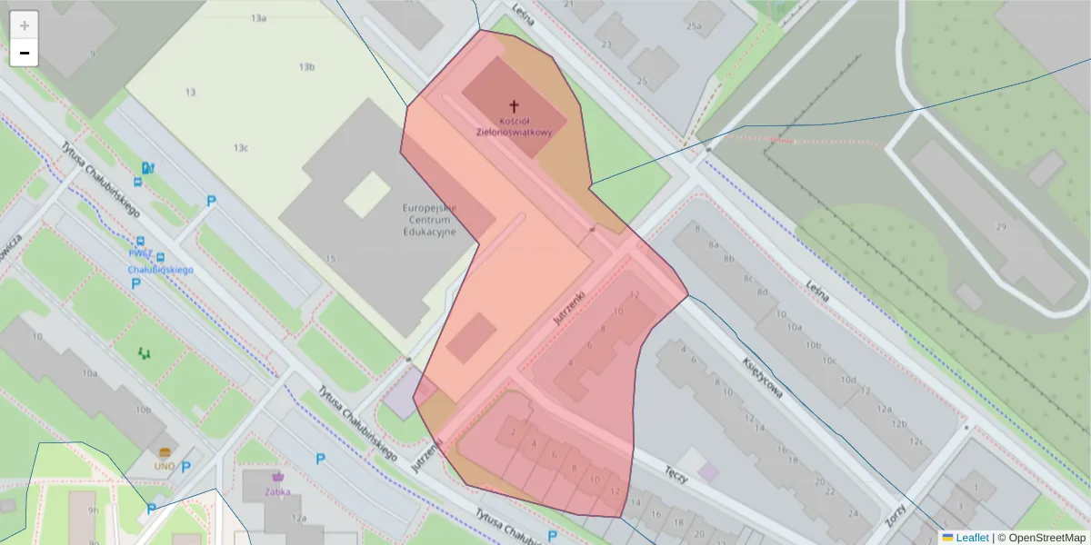 Szczegółowa mapa kodu pocztowego 75-580 z granicami, sąsiednimi kodami pocztowymi i urzędami pocztowymi