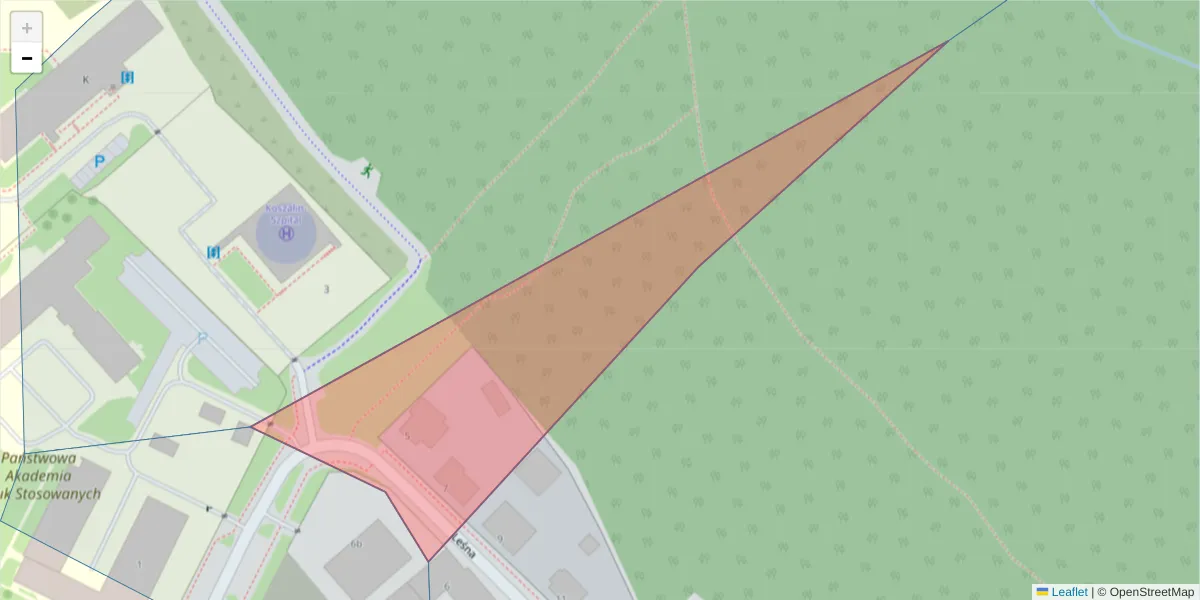 Szczegółowa mapa kodu pocztowego 75-584 z granicami, sąsiednimi kodami pocztowymi i urzędami pocztowymi