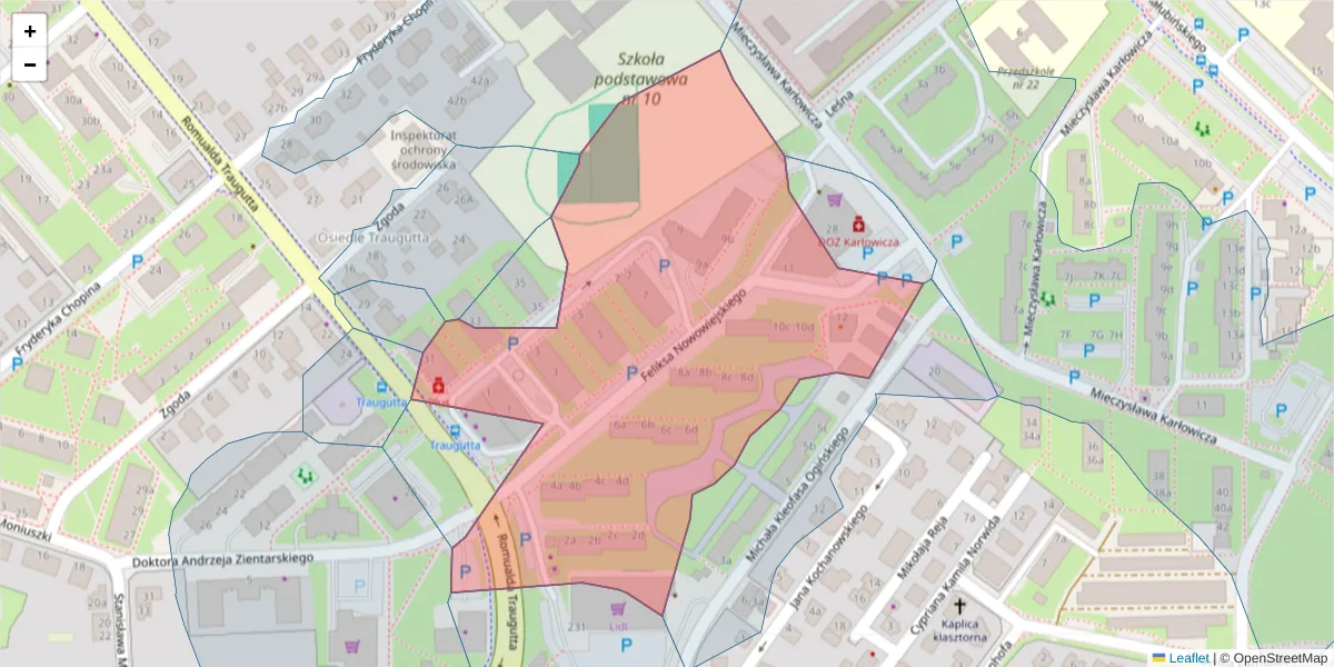 Szczegółowa mapa kodu pocztowego 75-587 z granicami, sąsiednimi kodami pocztowymi i urzędami pocztowymi