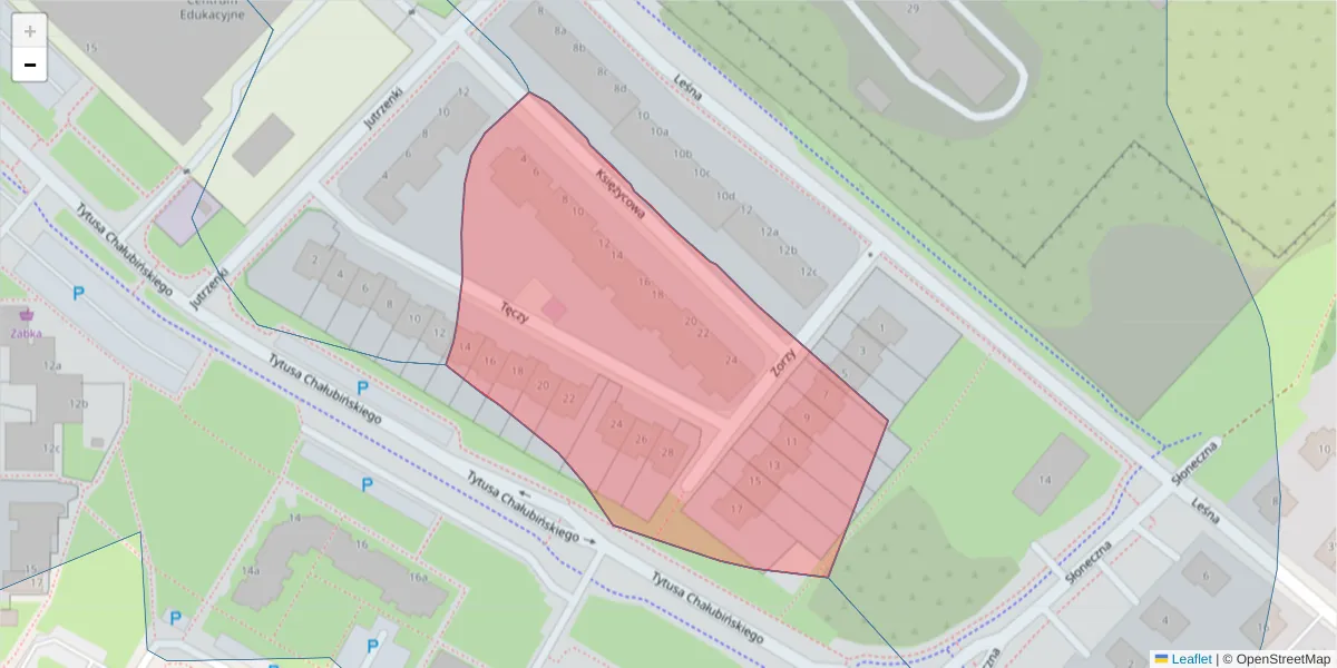 Szczegółowa mapa kodu pocztowego 75-590 z granicami, sąsiednimi kodami pocztowymi i urzędami pocztowymi