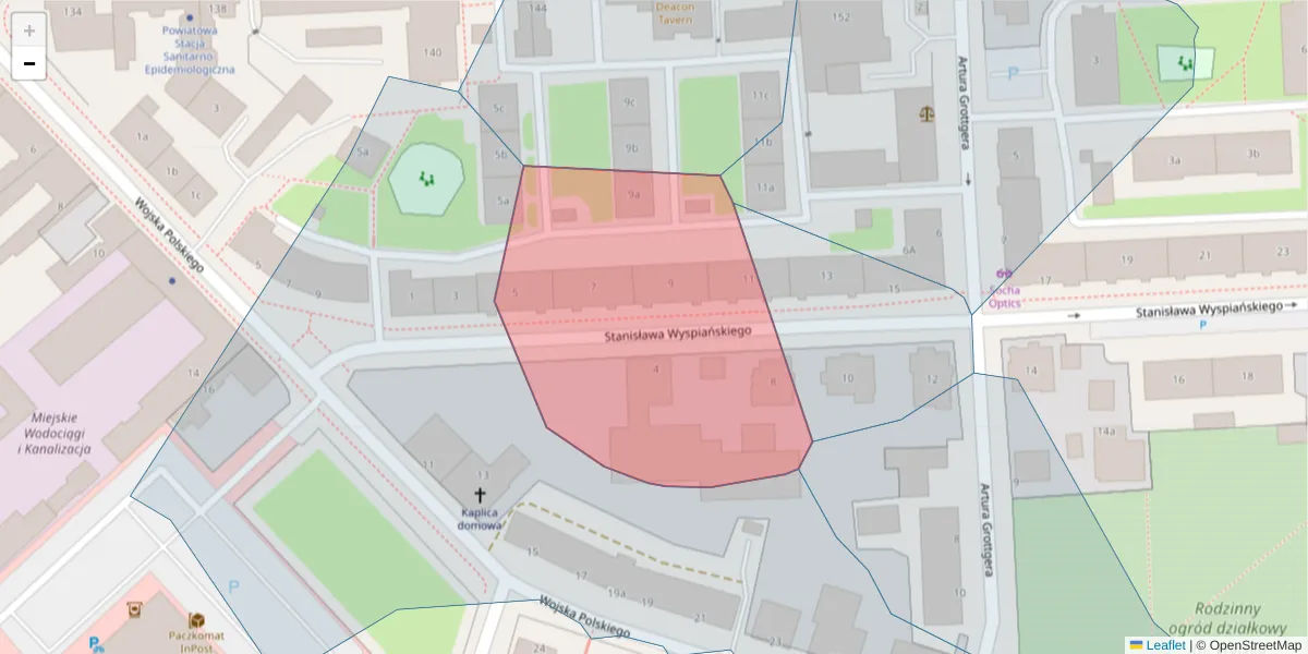 Szczegółowa mapa kodu pocztowego 75-632 z granicami, sąsiednimi kodami pocztowymi i urzędami pocztowymi