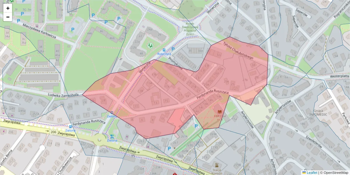 Szczegółowa mapa kodu pocztowego 75-654 z granicami, sąsiednimi kodami pocztowymi i urzędami pocztowymi
