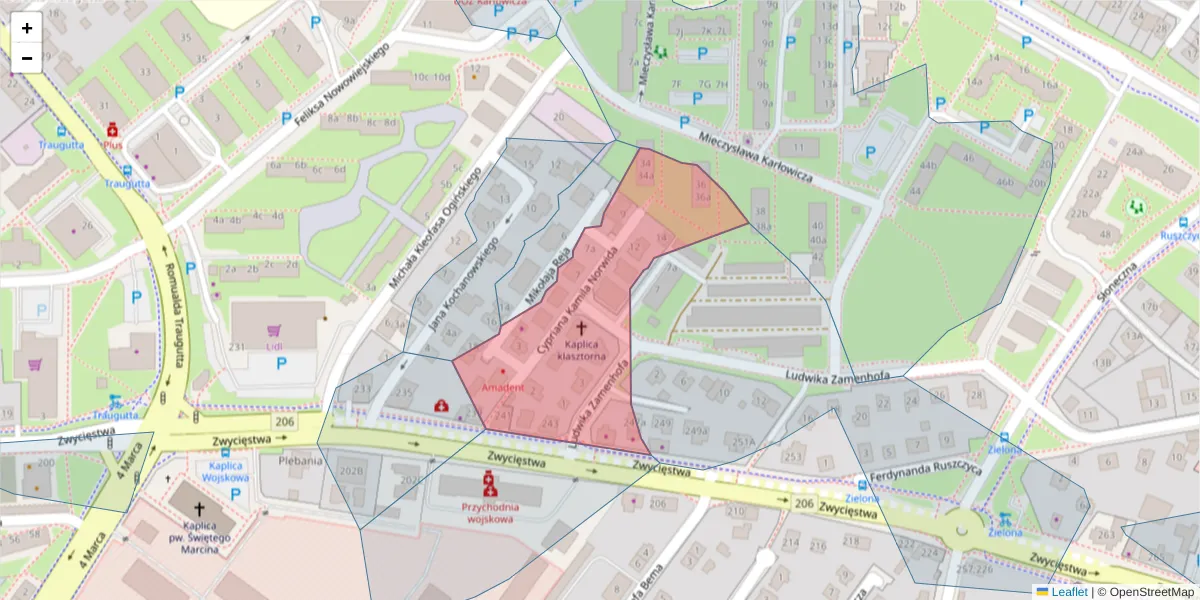 Szczegółowa mapa kodu pocztowego 75-656 z granicami, sąsiednimi kodami pocztowymi i urzędami pocztowymi
